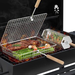 Grill Basket Set, BBQ Accessories, Outdoor Camping Cooking, Gifts for Men